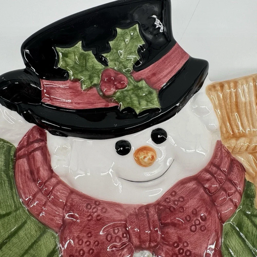 Omnibus by Fitz and Floyd Snowman Christmas Plate Holiday Serving Dish Decor